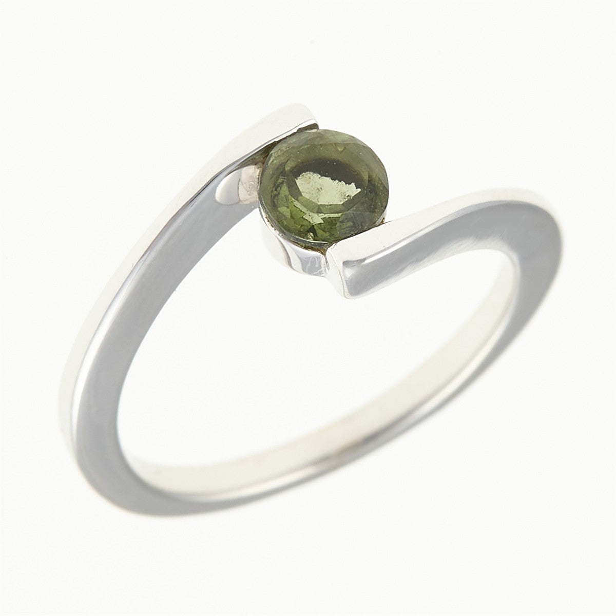 Silver ring with moldavite 491