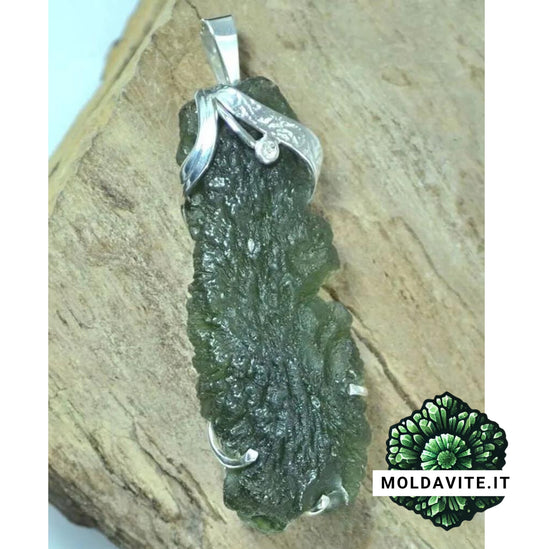 Pendente su misura - MLD71 - Pendente di Lusso in Argento con Moldavite grezza