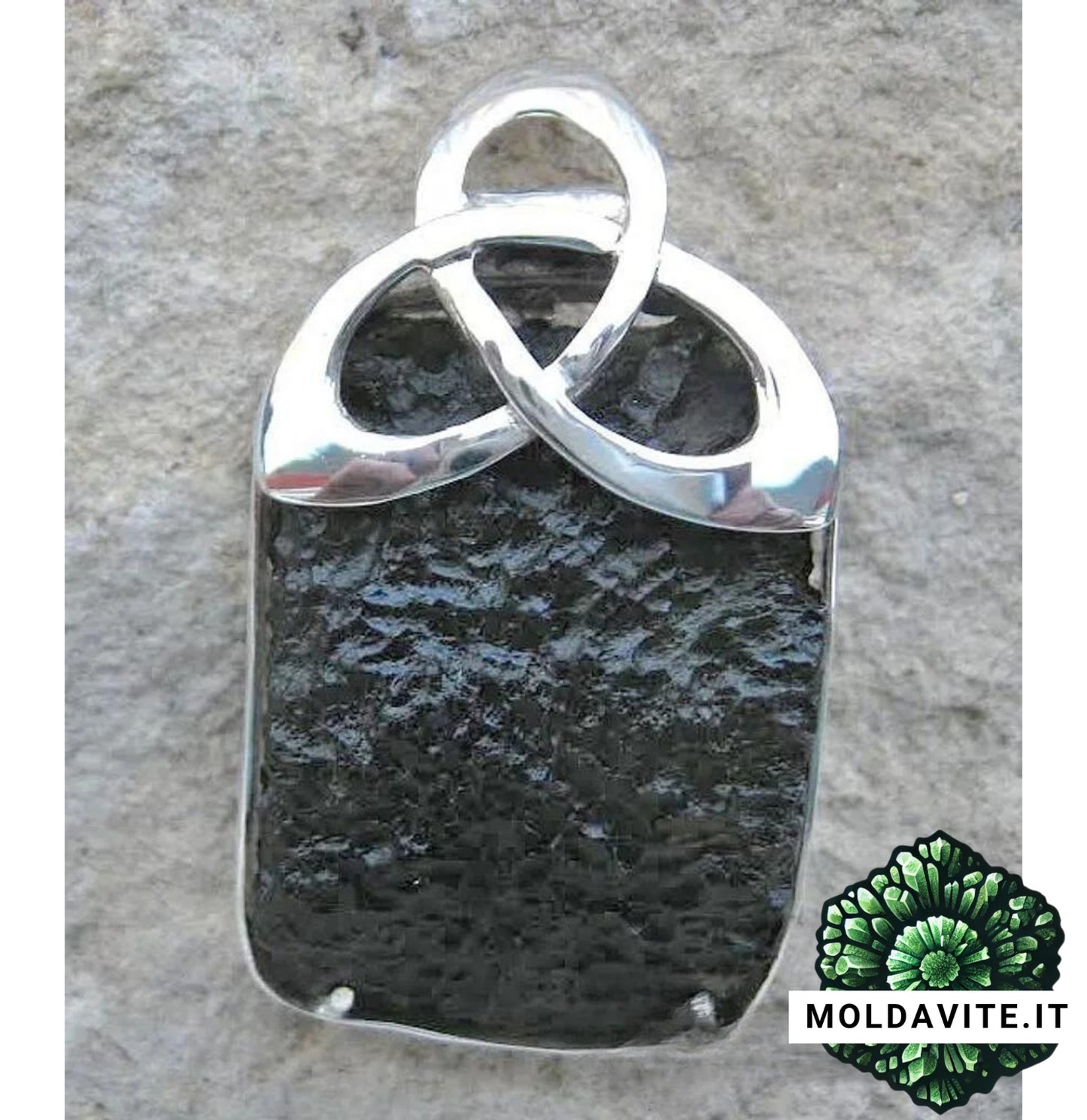 Pendente su misura - MLD88 - Pendente di Lusso in Argento con Moldavite grezza